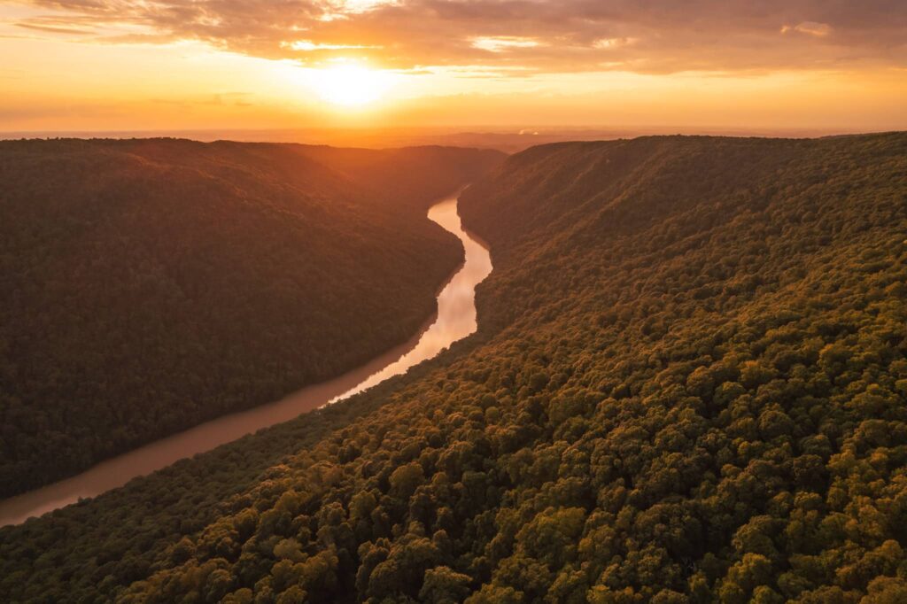 A beautiful sunset falls over the Appalachian landscape.