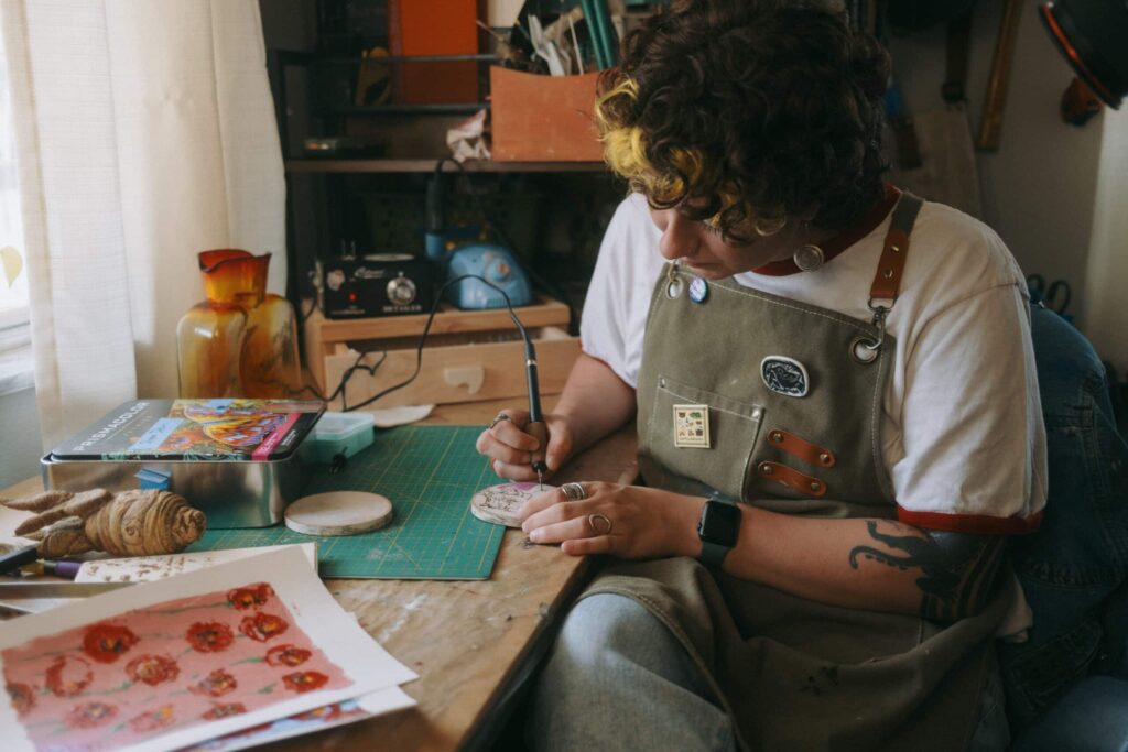 Peyote Nikolai in their home studio. Photo courtesy of Braiden Maddox.