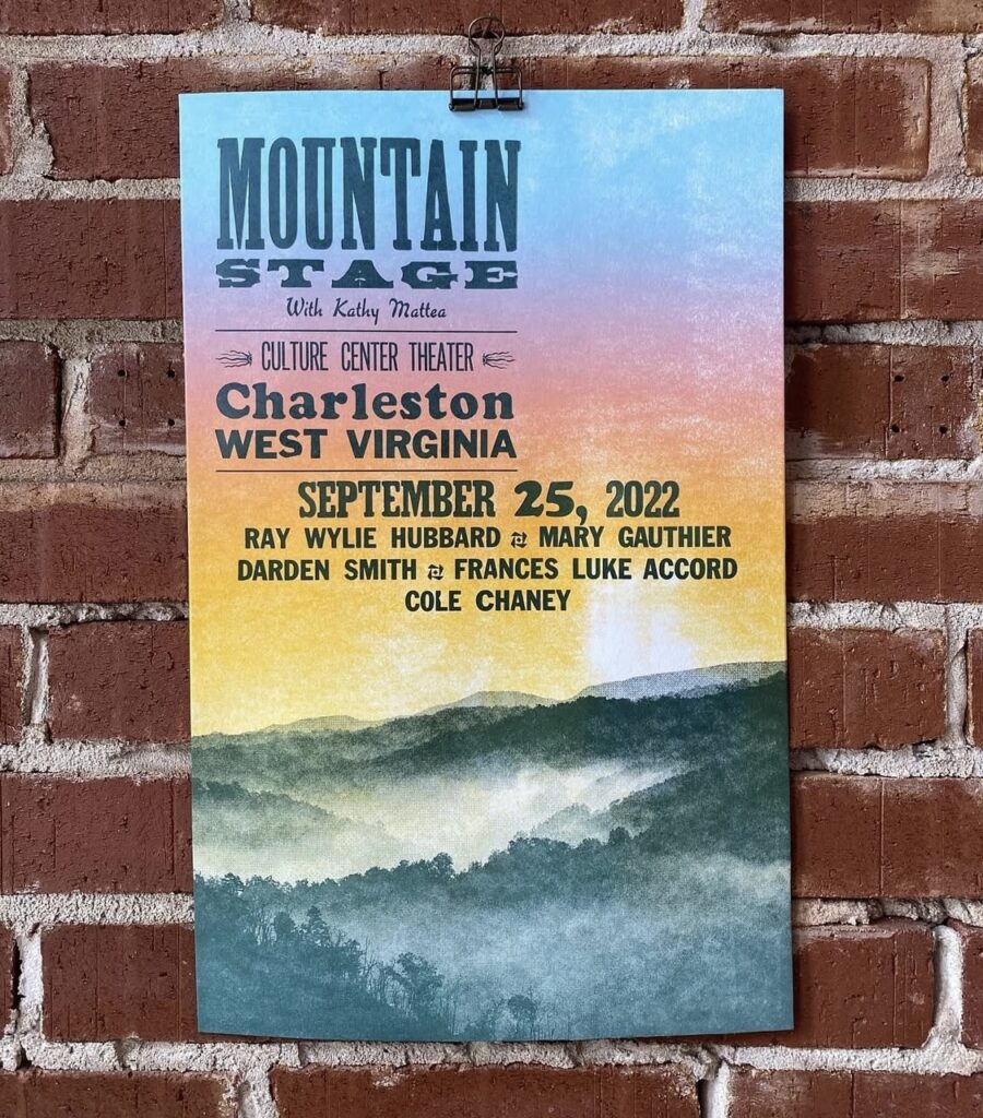 Example of Base Camp Printing's ongoing design partnership with Mountain Stage Example of Base Camp Printing's ongoing design partnership with Mountain Stage