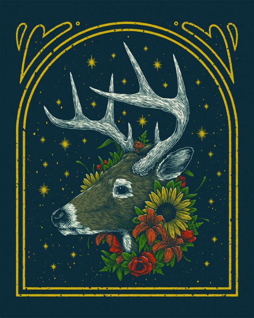 Whitetail And Flowers
