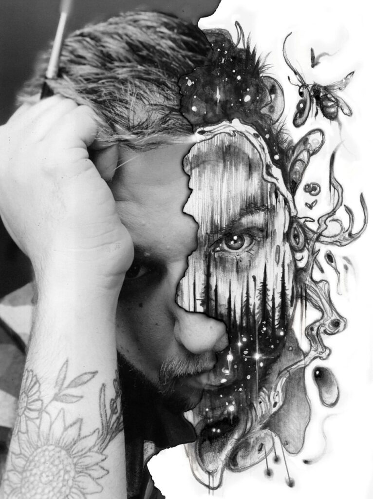 Brian Serway poses in a mixed-media portrait.